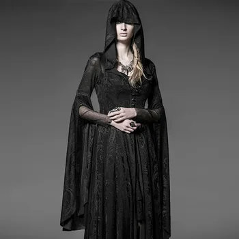 nová žena punk žakárové Halloween šaty Európa dlhé Šaty s Kapucňou slim 2016 tajomné Gotický čarodejnice kostýmy Kňažky plášť