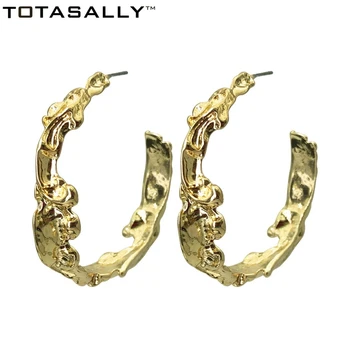 TOTASALLY módne vintage štýlu kov a Hoop Náušnice Ženy zlaté nepravidelného tvaru C Ucho Obruče DropShipping Náušnice Jewelries