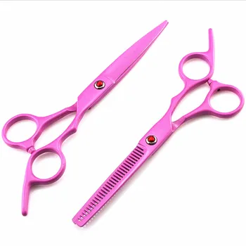 Klasické roztomilé ružové 6 palcový 440c strih vlasov nožnice rednutie nožnice na vlasy makas rezanie holič nástroje scisor kaderníckych nožníc nastaviť