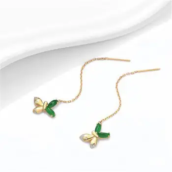 Originálne dizajnérske zručnosti prírodné jade motýľ strapec náušnice Čínsky odrazové svetlo luxus, šarm, dámske strieborné šperky