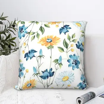 Krásny Modrý Kvet obliečka na Vankúš Štvorcový Vankúš Vtip Zip Home Dekoratívne Polyester na Gauč Nordic 45*45 cm