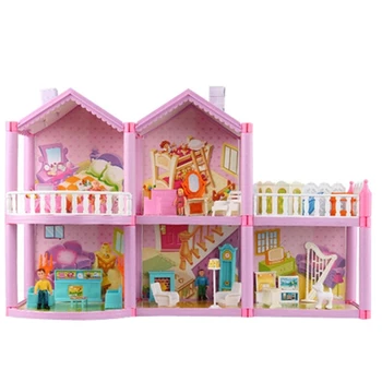 59.5*38cm Č. 958 DIY Rodiny Doll House Hračka Luxusná Vila S Miniatúrne Nábytok Garáž domček pre bábiky Hračky Pre Dievča Dary